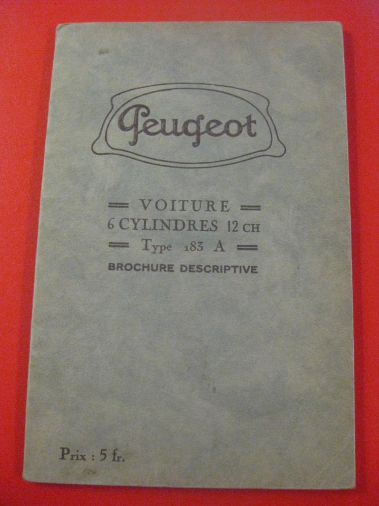 Notice entretien Peugeot 6 cyl. 12 cv. 183A LesAnciennes.com