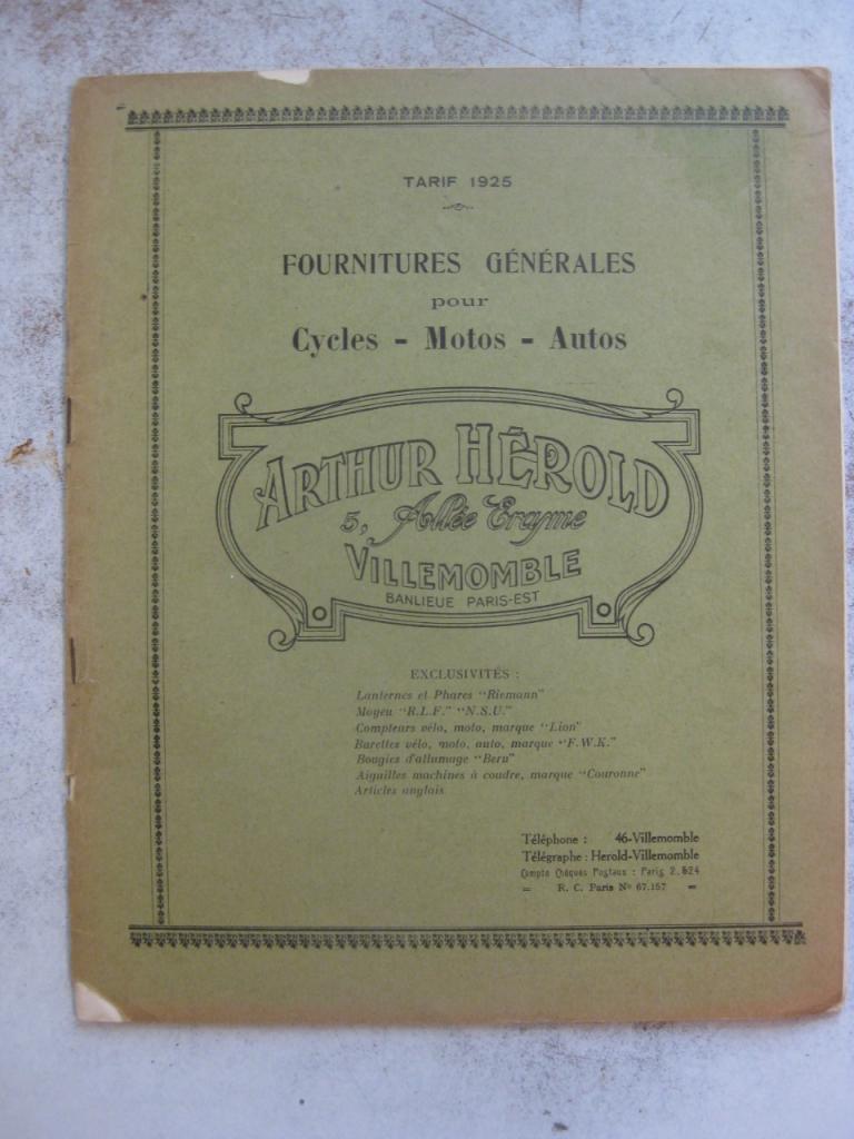 Catalogue 1925 fournitures auto moto vélo LesAnciennes.com