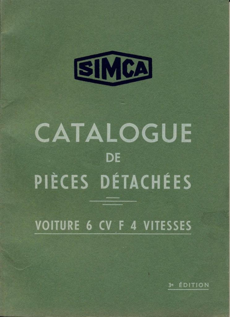 Catalogue pièces détachée SIMCA 6CV F 4 Vitesses LesAnciennes.com