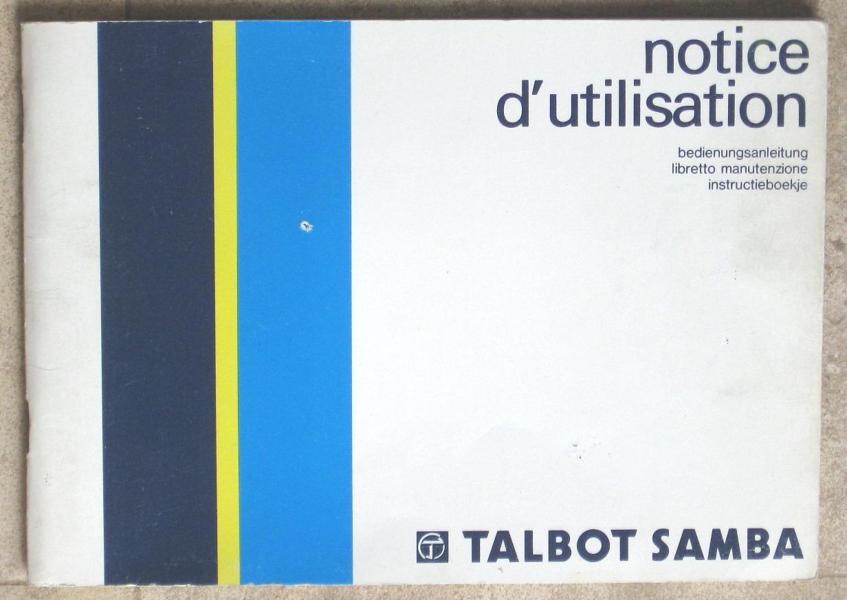 Notice Talbot Samba et Samba Rallye LesAnciennes.com