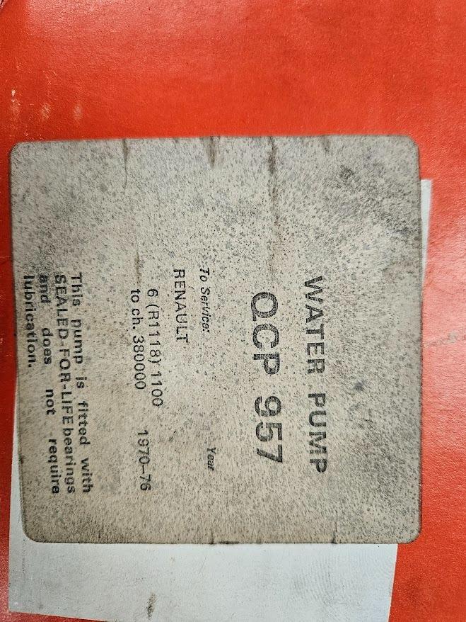 Pompe à eau RENAULT 5 (R5) R 1118 R1221 APRES LesAnciennes.com