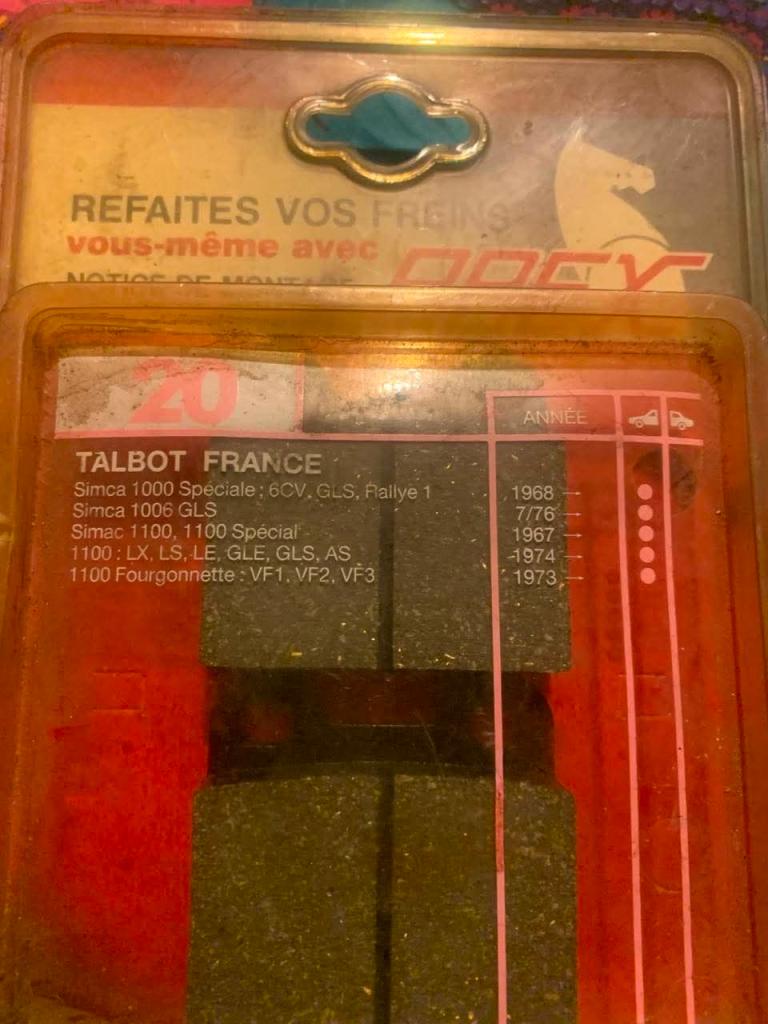 Plaquette de freins SIMCA 1000 LesAnciennes.com