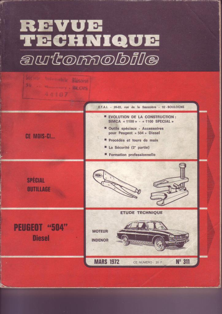 Revue technique automobile Peugeot 504 diésel LesAnciennes.com