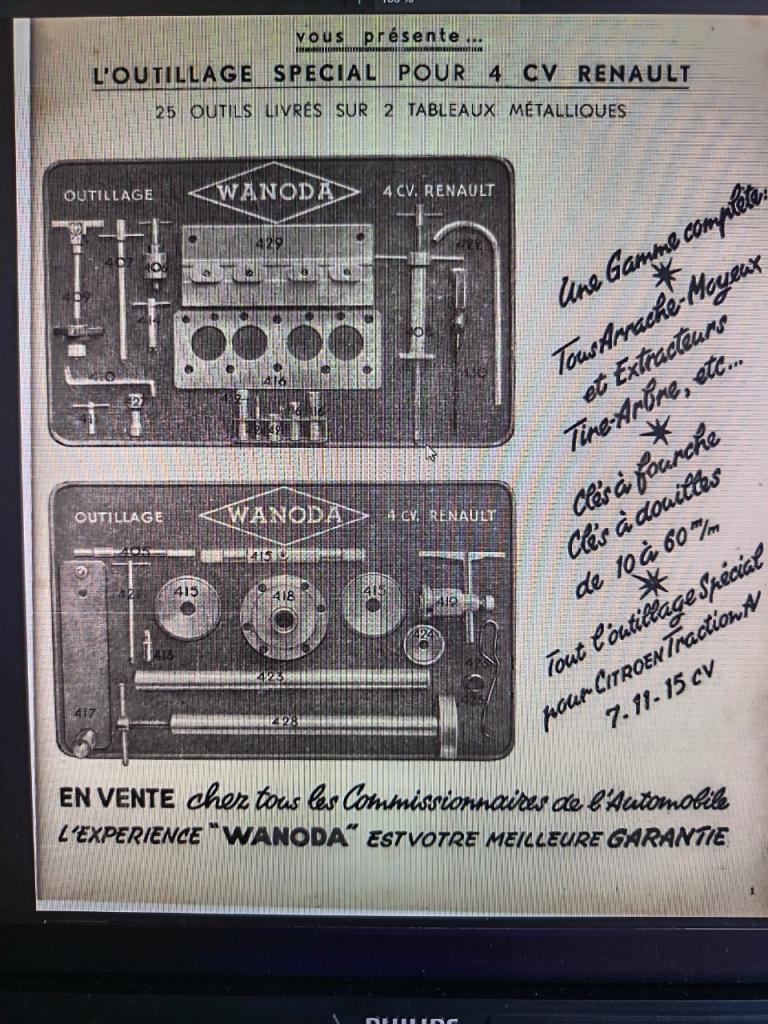Outillages wanoda pour renault 4 cv LesAnciennes.com