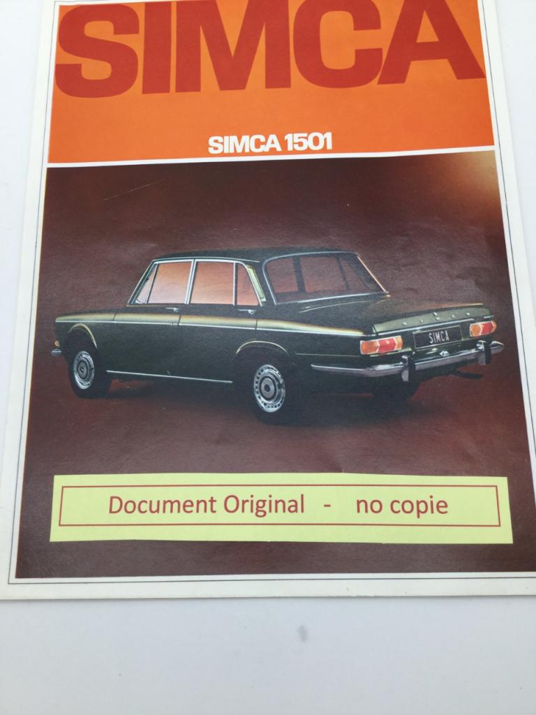 Plaquette publicitaire Simca 1501 LesAnciennes.com