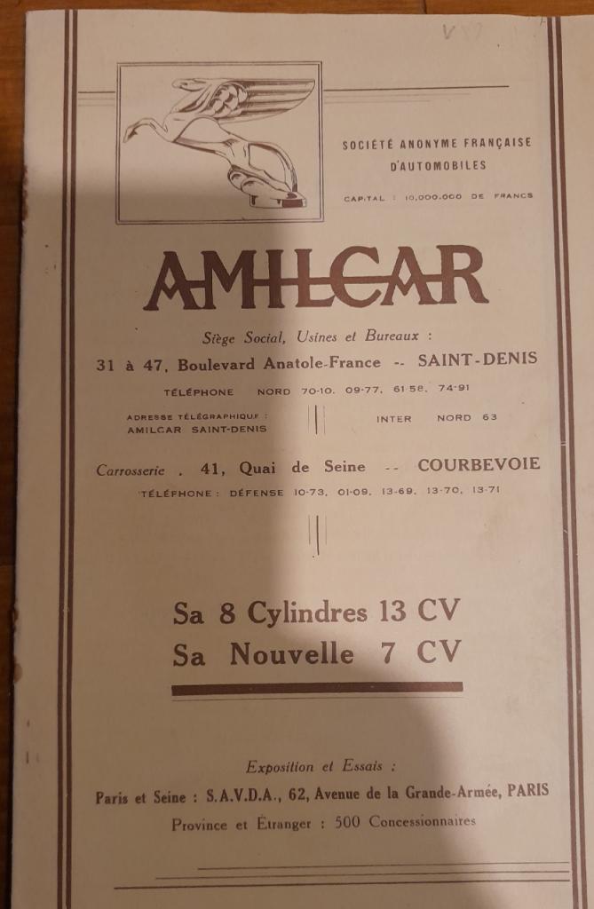 Amilcar catalogue 7 & 13 cv LesAnciennes.com