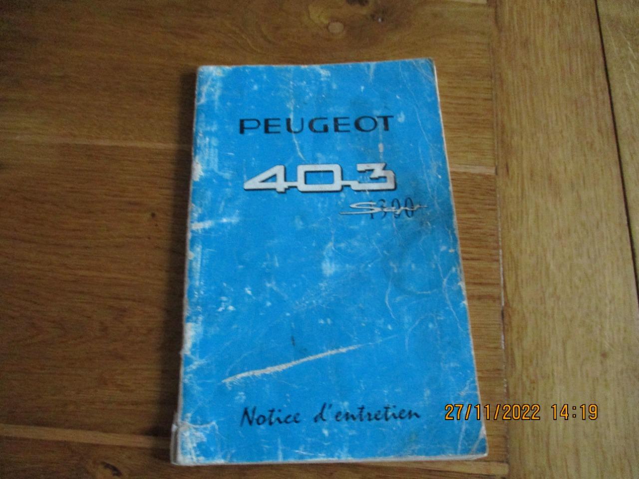 Notice entretien Peugeot 403 LesAnciennes.com