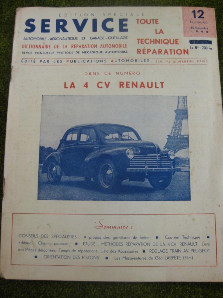 Renauilt 4 cv. Etude par "Service" N° 12/1948 LesAnciennes.com