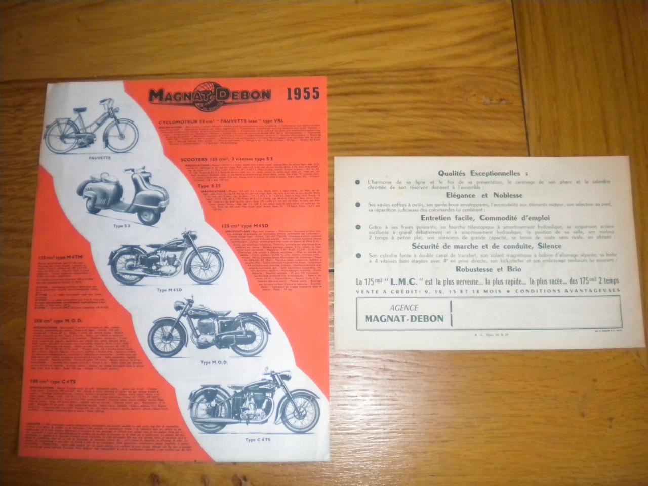Ancien Feuillet De Vente Moto Magnat Debon - 1er Octobre 1935, Document Vintage