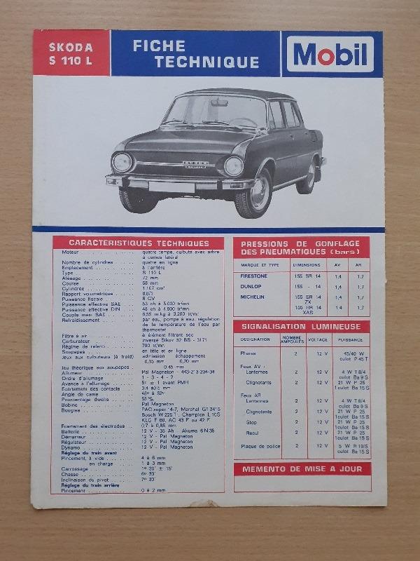 FICHE TECHNIQUE SKODA S110 L LesAnciennes.com