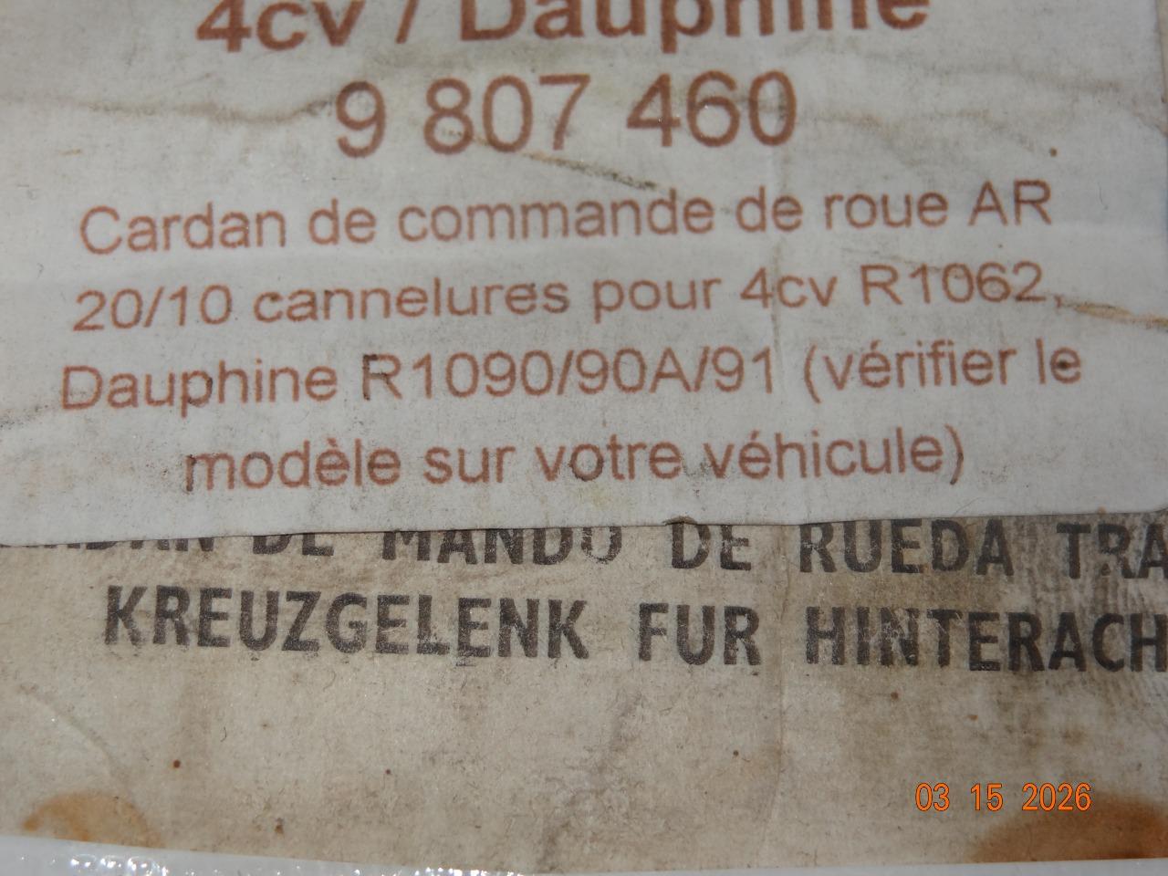 Cardan pour renault 4cv ou dauphine LesAnciennes.com