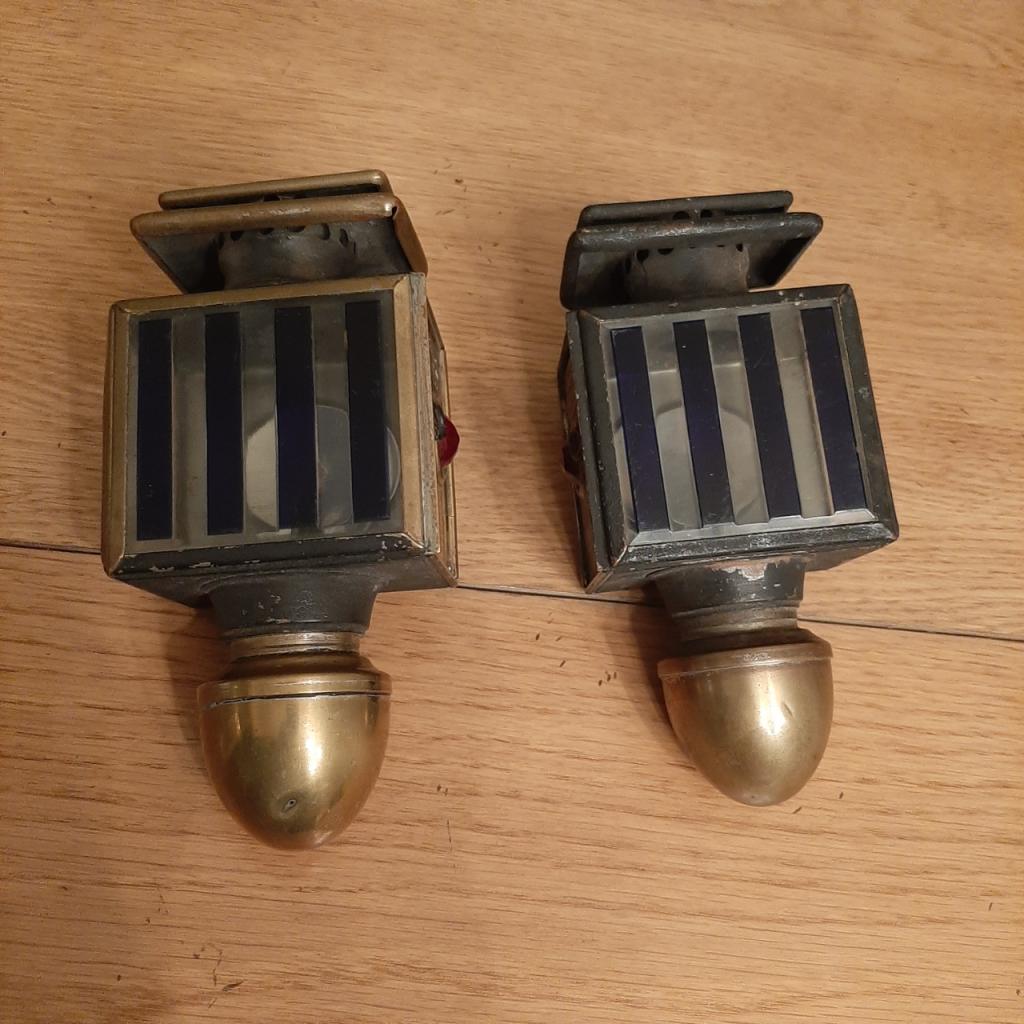 Paire de lanternes pour voiture 1900 auto omnia LesAnciennes.com