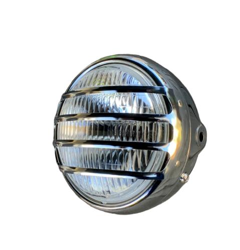 Phare rond chromé avec grille Ø140 mm en acier LesAnciennes.com