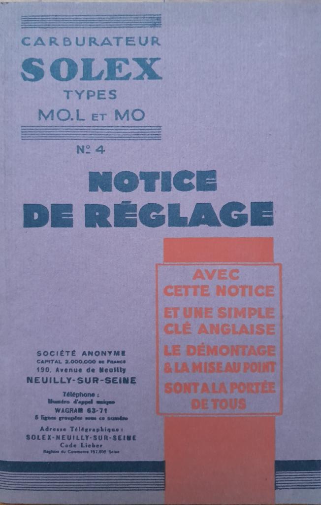 Solex Notice de réglage LesAnciennes.com