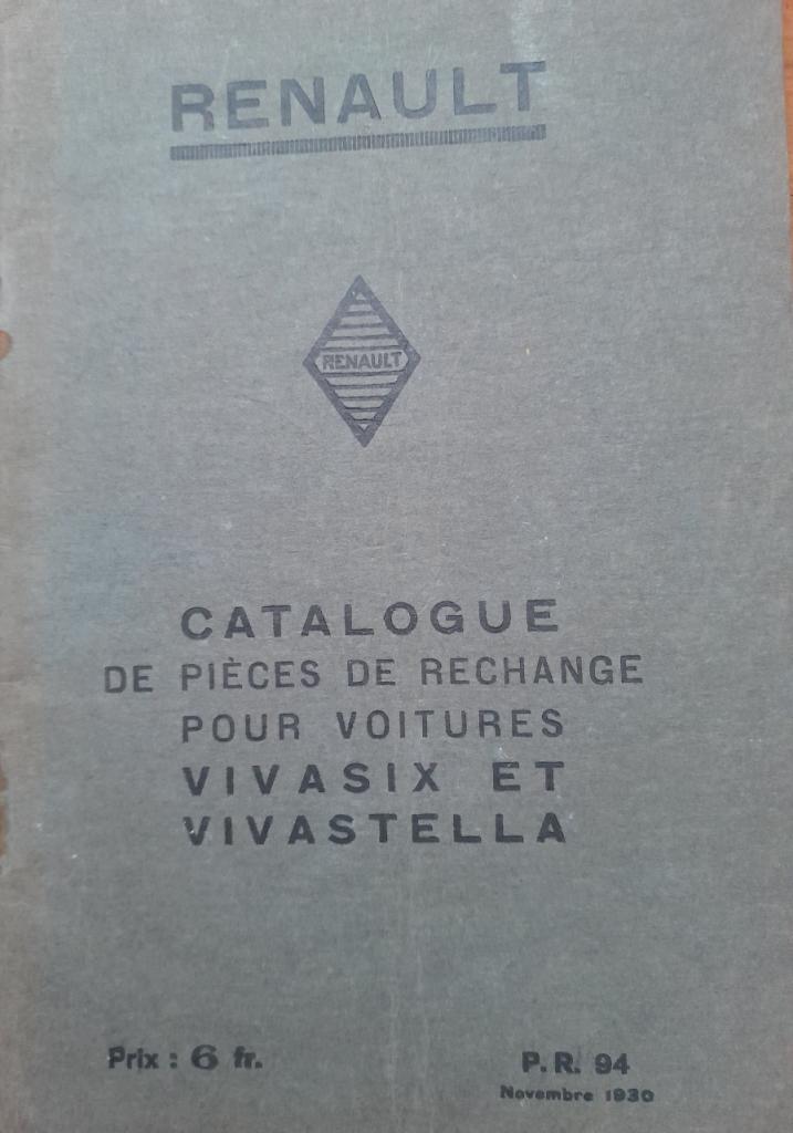 Renault Vivasix & Vivastella catalogue pièces LesAnciennes.com