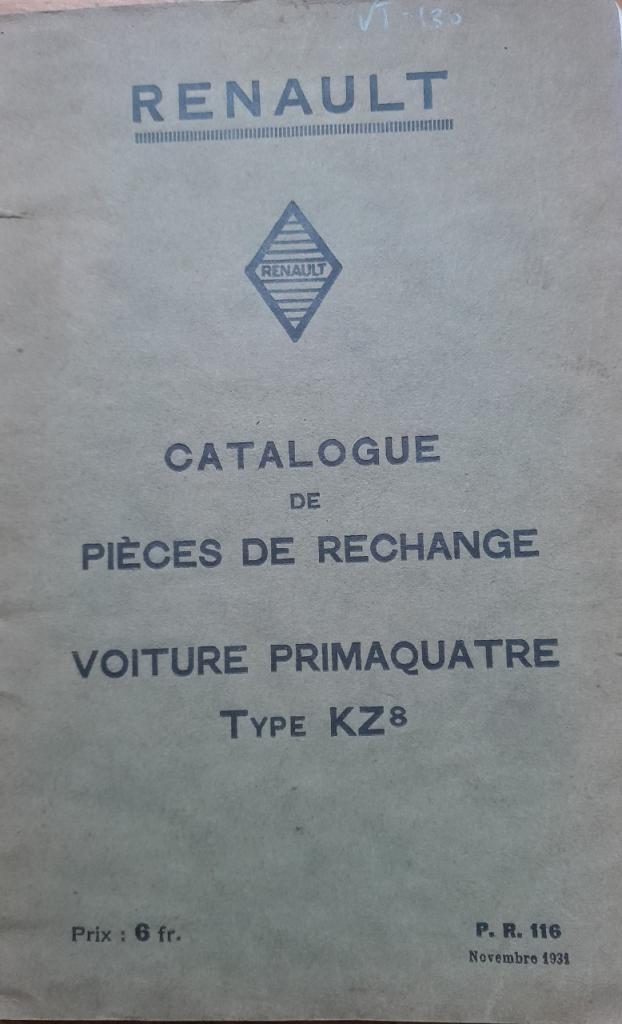 Renault Primaquatre KZ8 catalogue de pièces LesAnciennes.com