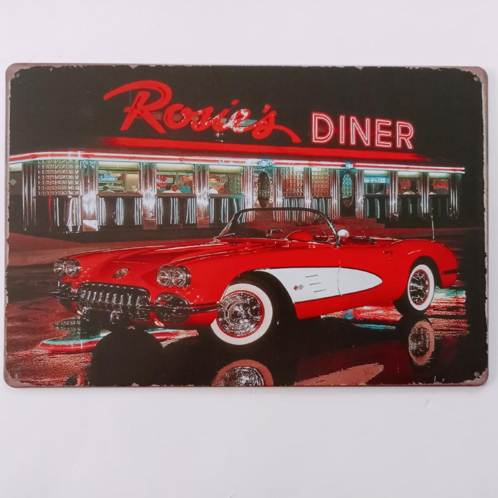 PLAQUE METAL ROSIES DINER CORVETTE LesAnciennes.com