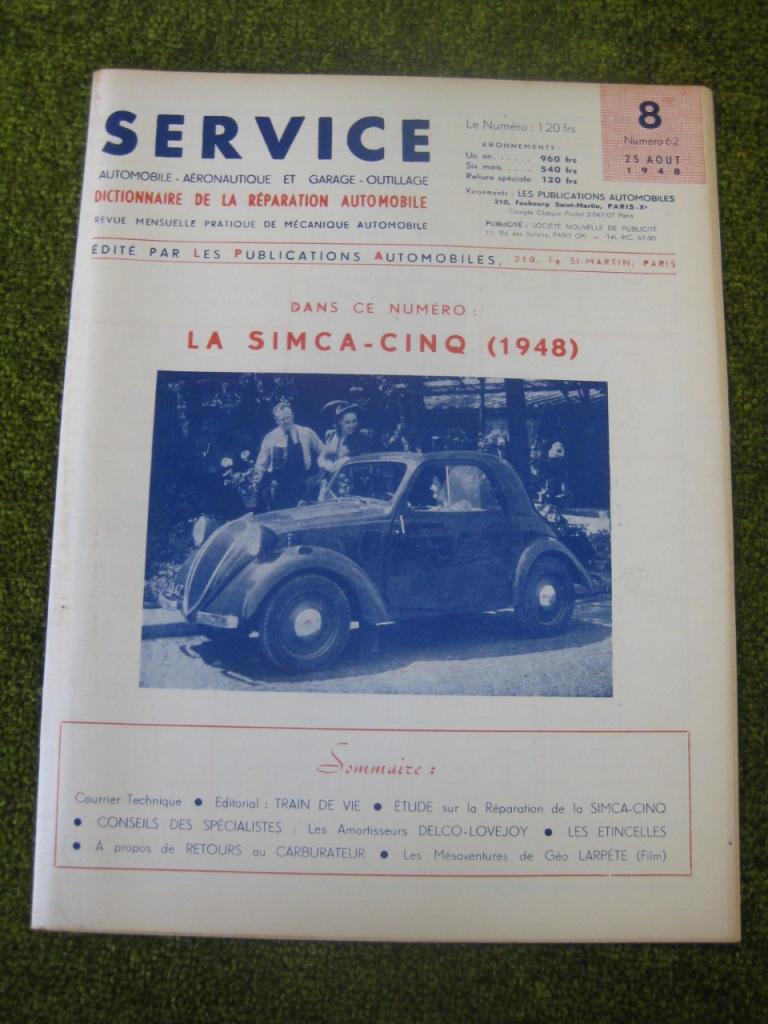 Simca 5 1948. Revue Service (RTA) LesAnciennes.com