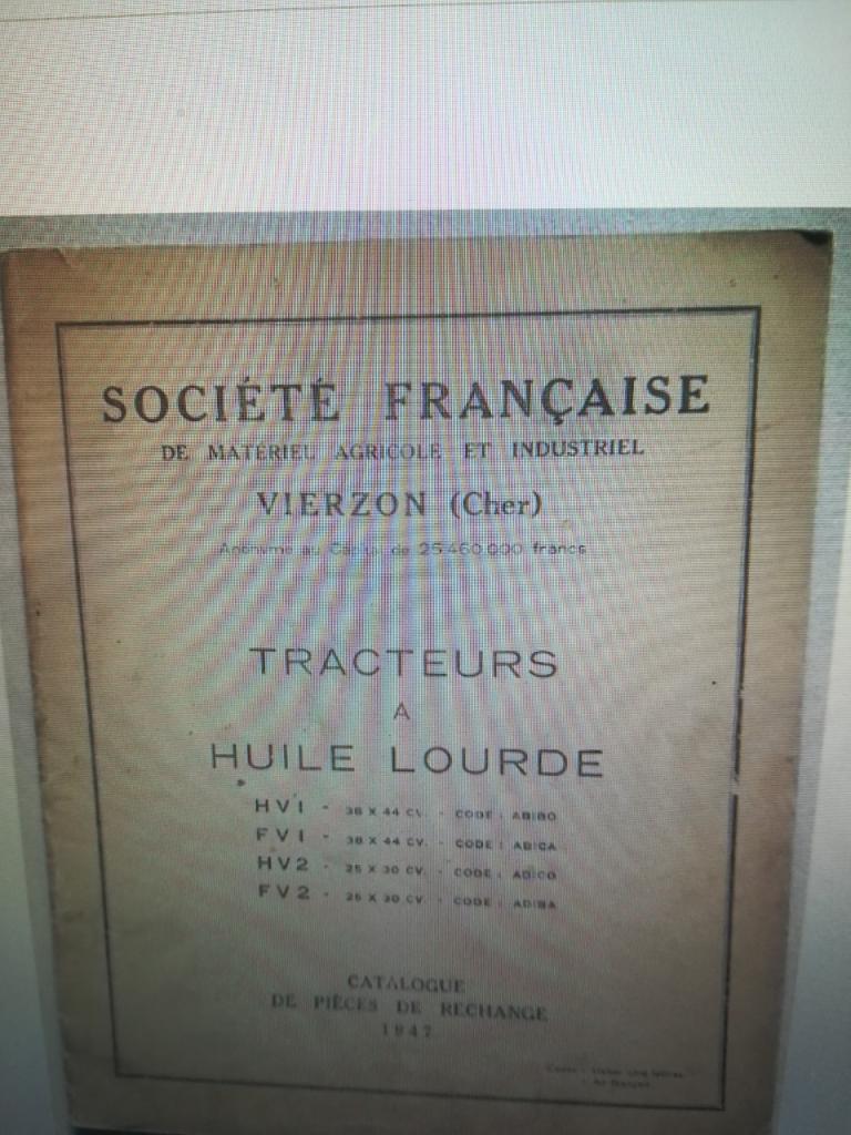 Catalogue pièces tracteur VIERZON HV1 FV1 LesAnciennes.com