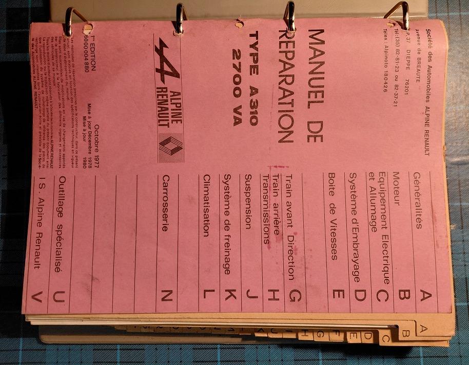 ALPINE A 310 - MANUEL DE REPARATION LesAnciennes.com