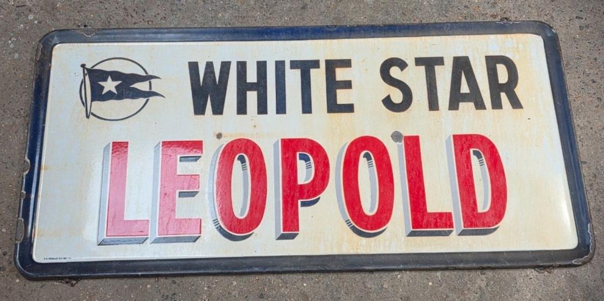 Grande plaque émaillée White star Leopold LesAnciennes.com