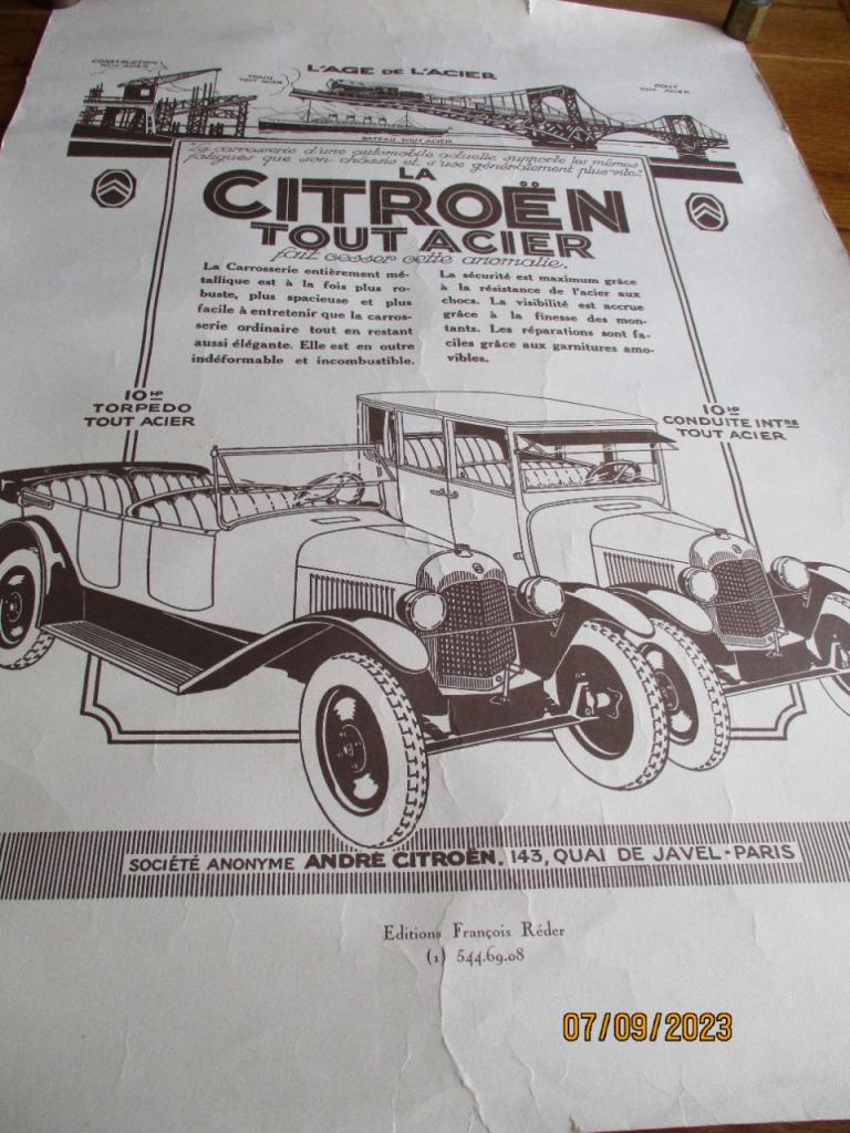 FICHE AUTO CITROEN TYPE A 1919 - FICHES AUTO