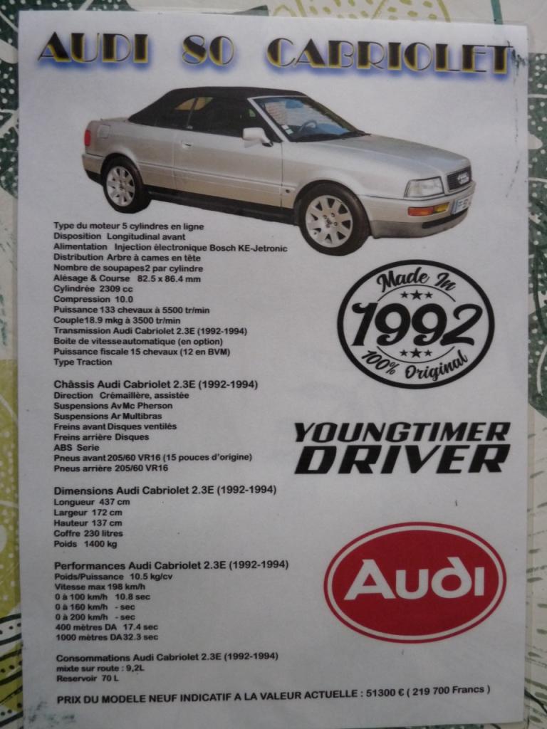 AUDI 80 BCNG4 cabriolet - 1992 LesAnciennes.com