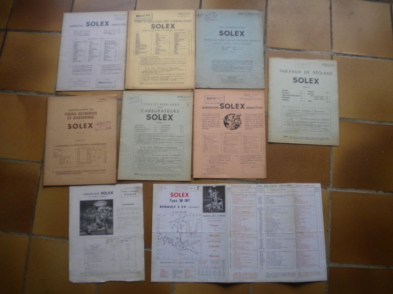 Lot documents carburateurs SOLEX réglages LesAnciennes.com