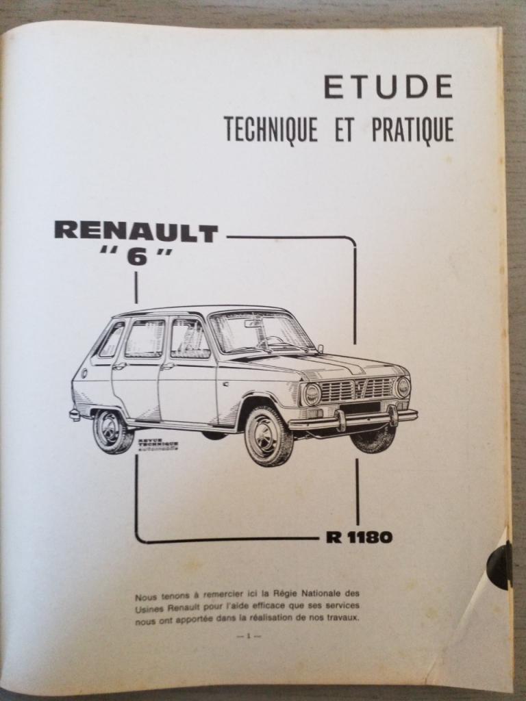 RTA RENAULT 6 type R 1180 Avril 1969 LesAnciennes.com