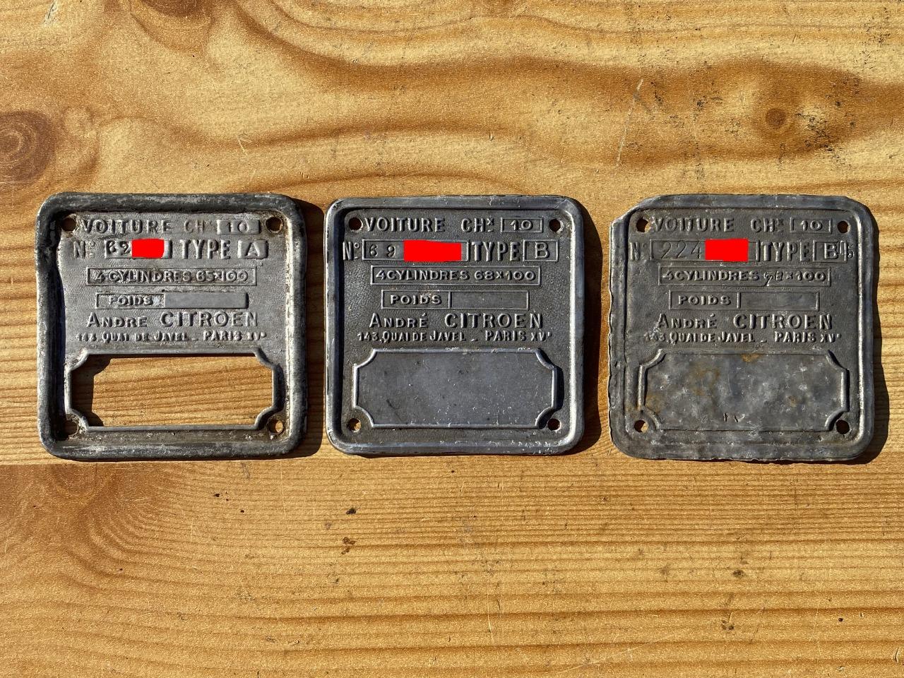 Plaques constructeurs CITROEN 10HP type A - B2 B15 LesAnciennes.com