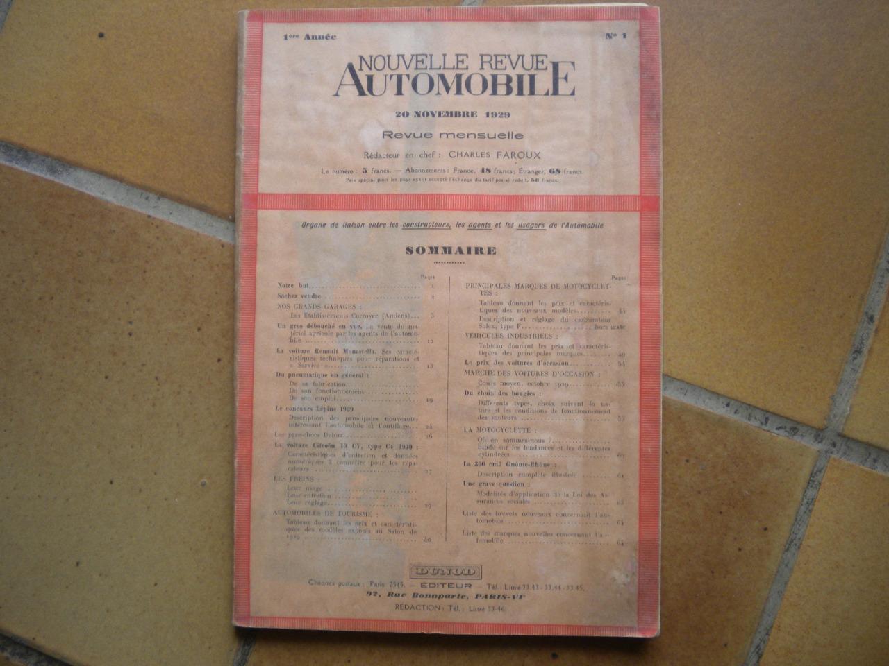 Revue automobile 1929 numéro 1 LesAnciennes.com