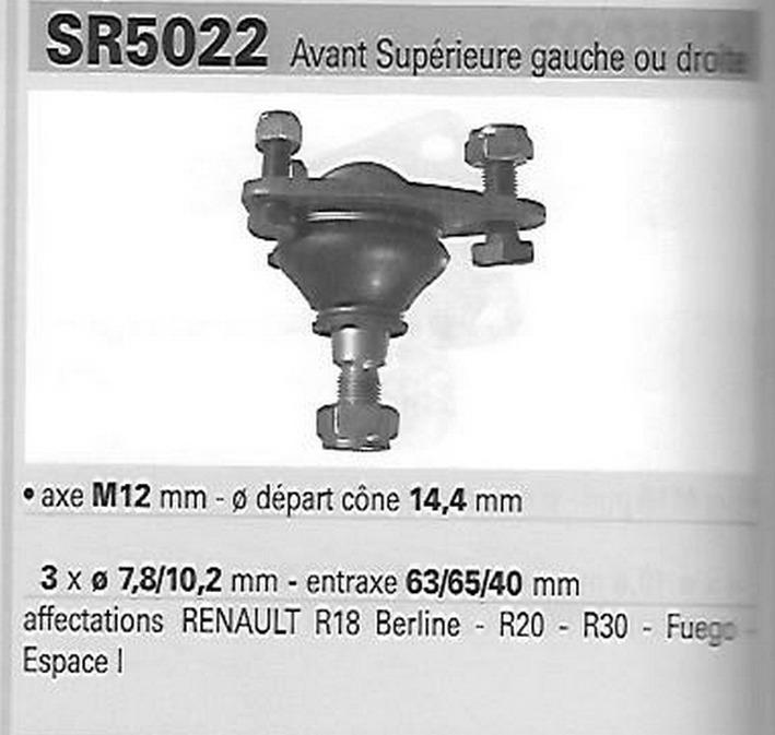 Rotules suspension RENAULT R18 20 30 Fuego Espace LesAnciennes.com