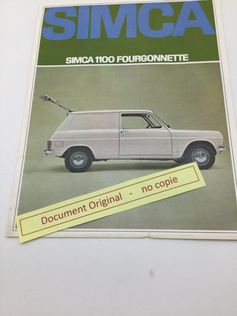Plaquette publicitaire Simca 1100 Fourgon LesAnciennes.com