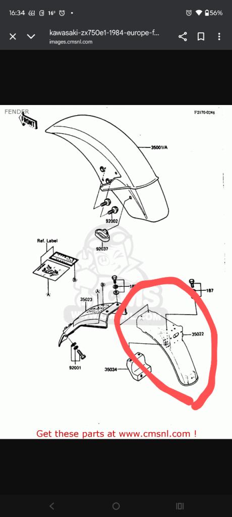 Recherche pièces KAWASAKI GPZ 750 garde-boue arriè LesAnciennes.com