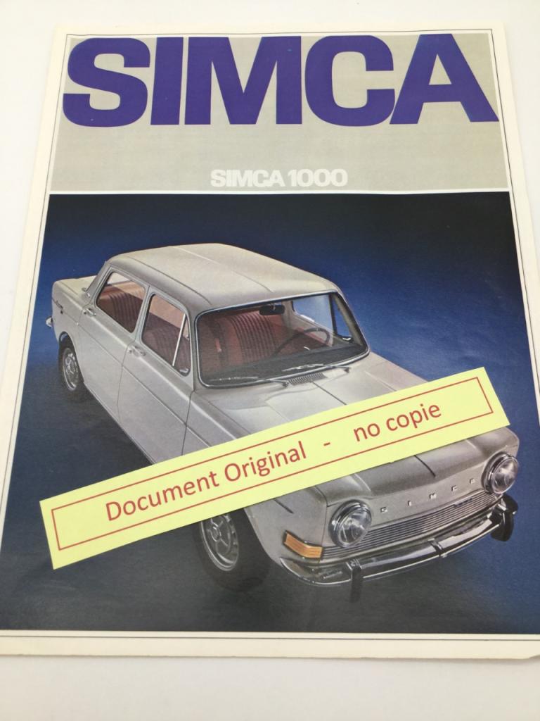 Plaquette publicitaire Simca 1000 LesAnciennes.com