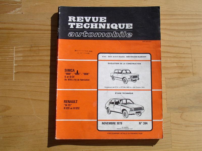 RTA revue technique Simca 1000 Renault 14 LesAnciennes.com