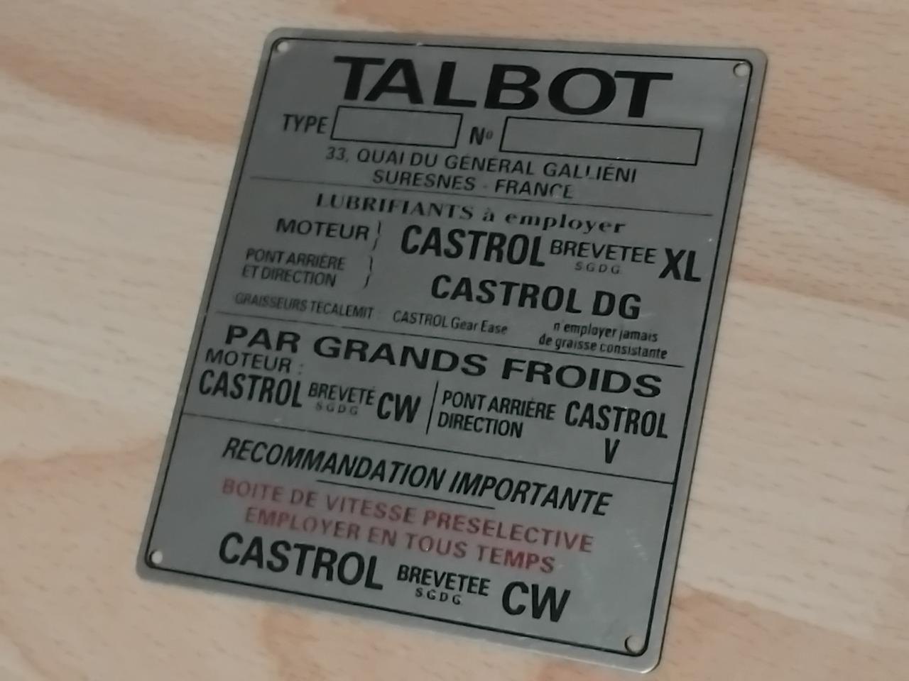 Plaque TALBOT Tous modéles LesAnciennes.com