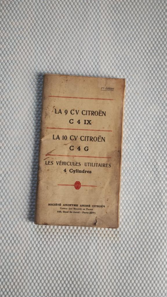Livret d'entretien Citroën 1931 C4 lX, C4 G. LesAnciennes.com