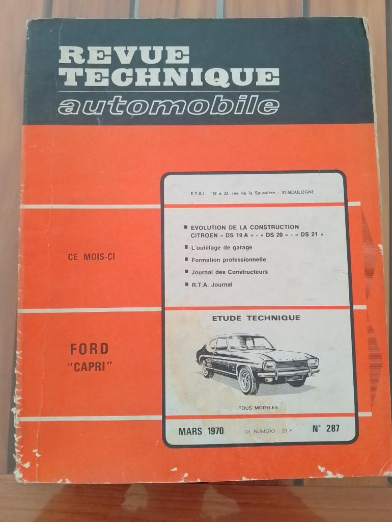 Revue Technique Automobile RTA N° 287 Ford Capri LesAnciennes.com