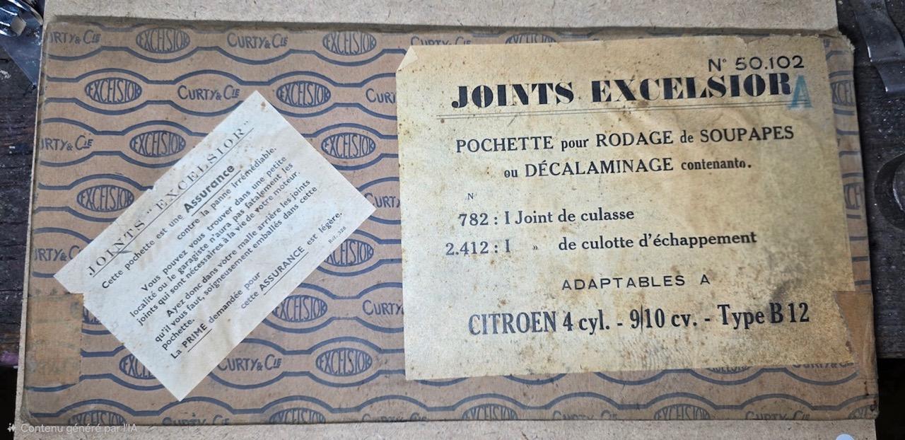 Pochette de joints culasse Excelsior Citroen B12 LesAnciennes.com
