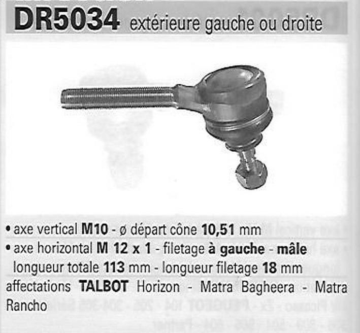 Rotule de direction TALBOT , Simca Matra LesAnciennes.com
