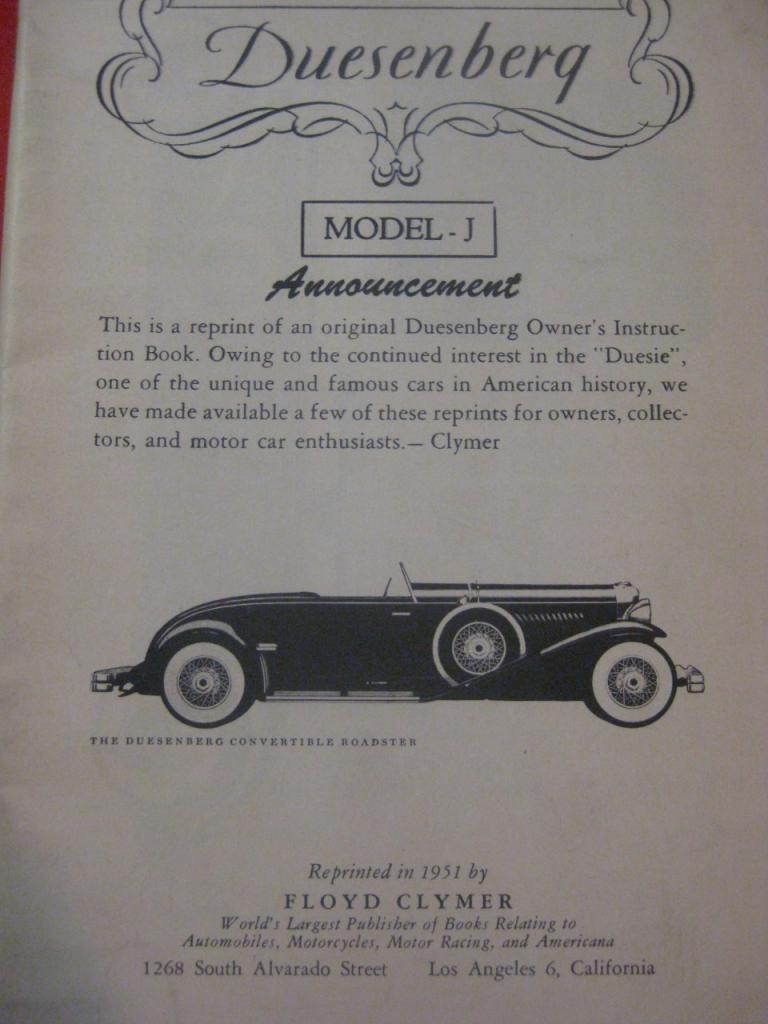 Notice entretien Duesenberg modèle J LesAnciennes.com