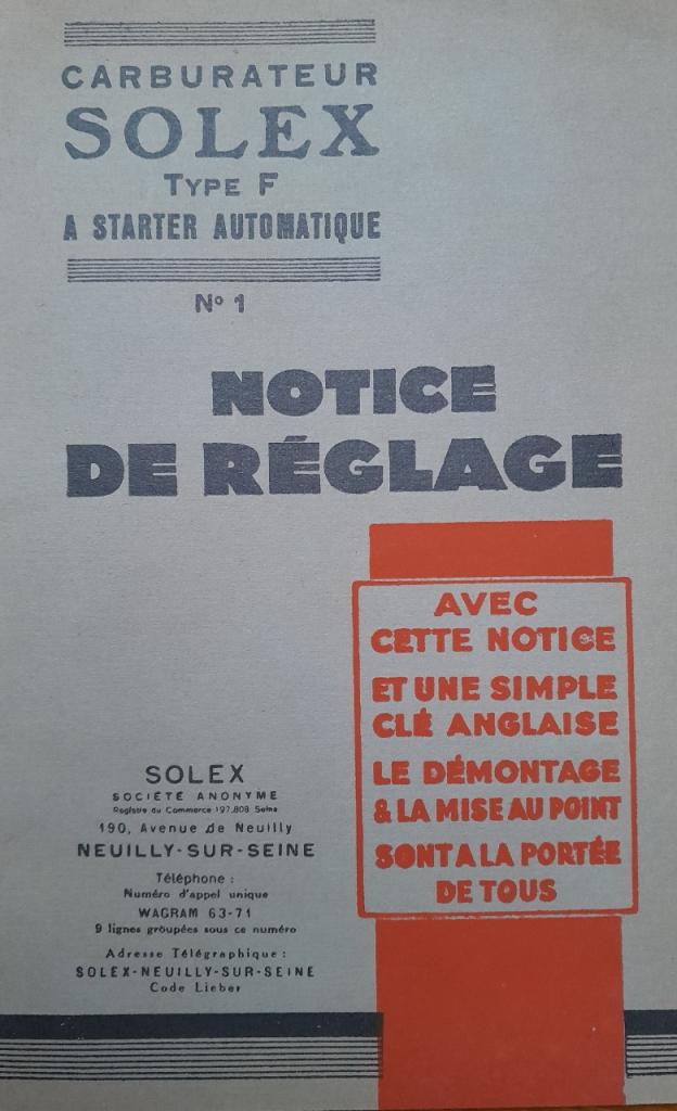 Solex Notice de réglage LesAnciennes.com