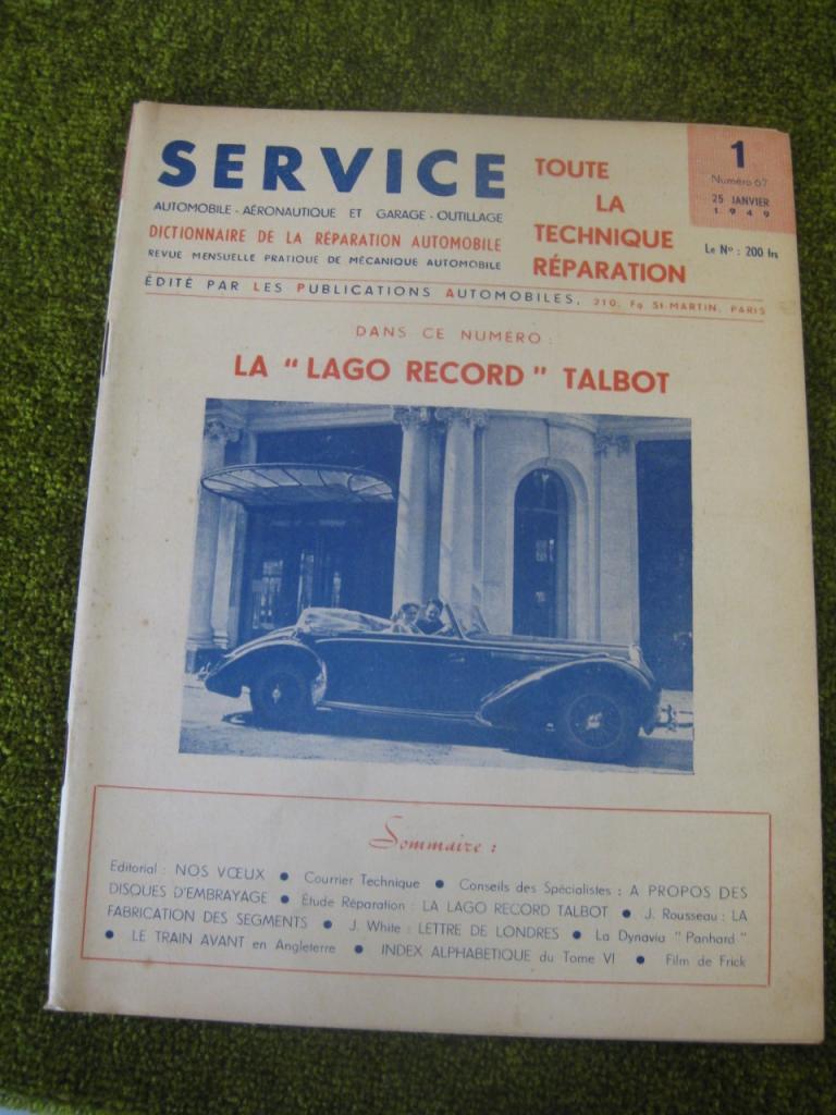 Talbot Lago Record, revue Service (RTA) LesAnciennes.com