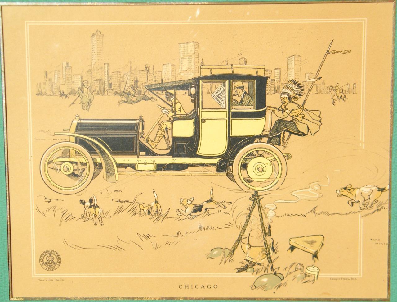 BERLIET 1906 à Chicago Litho René Vincent LesAnciennes.com