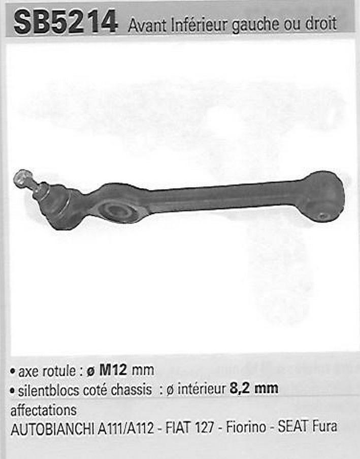 Bras de euspension FIAT Fiorino, autobianchi, seat LesAnciennes.com