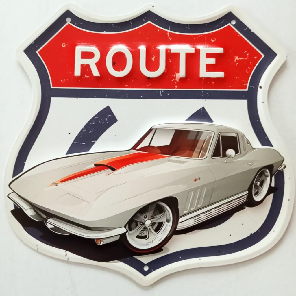 PLAQUE METAL ROUTE 66 LesAnciennes.com