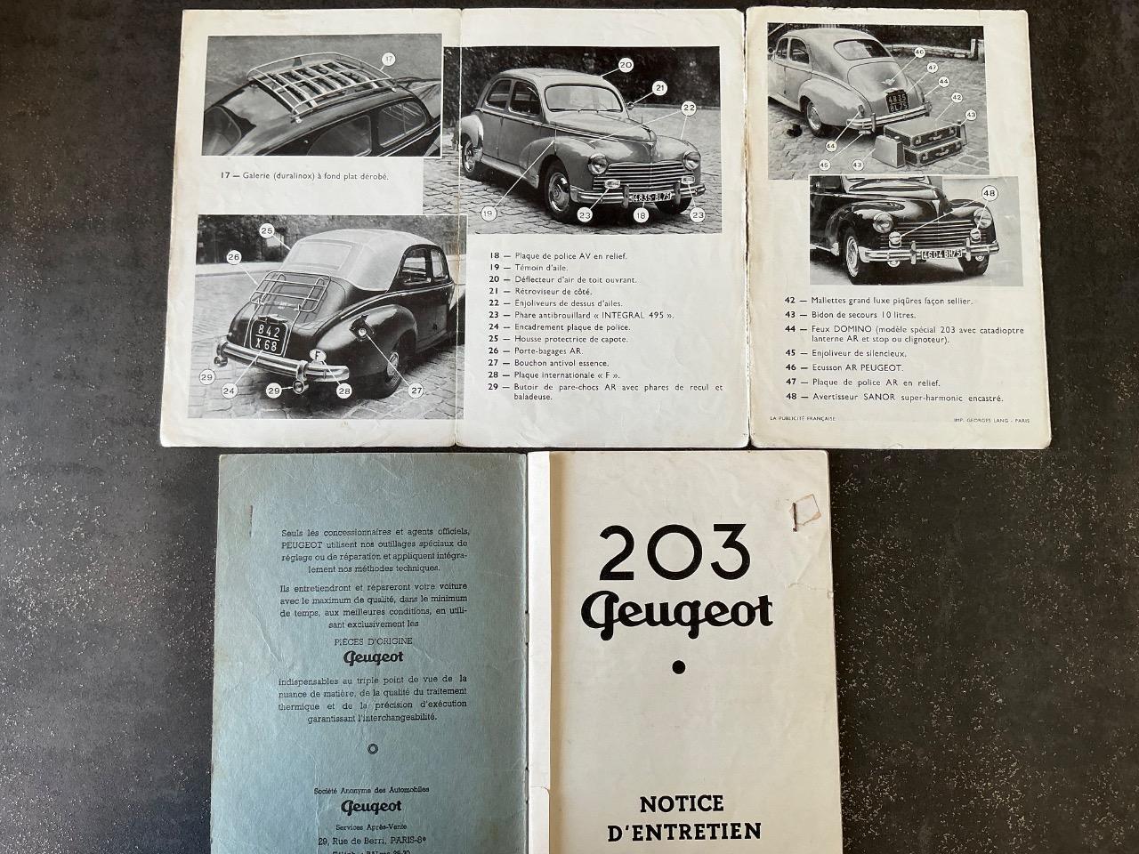 Carnet entretien Peugeot 203.origine LesAnciennes.com