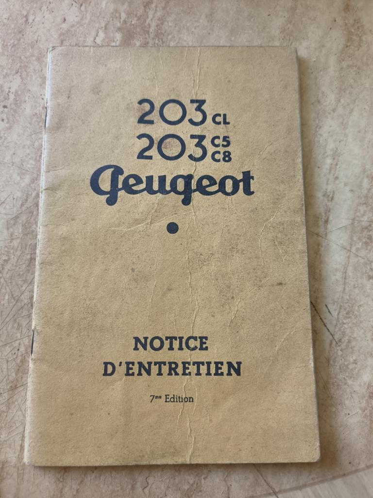 Peugeot 203 CL / C5 / C8 notice 1950 LesAnciennes.com