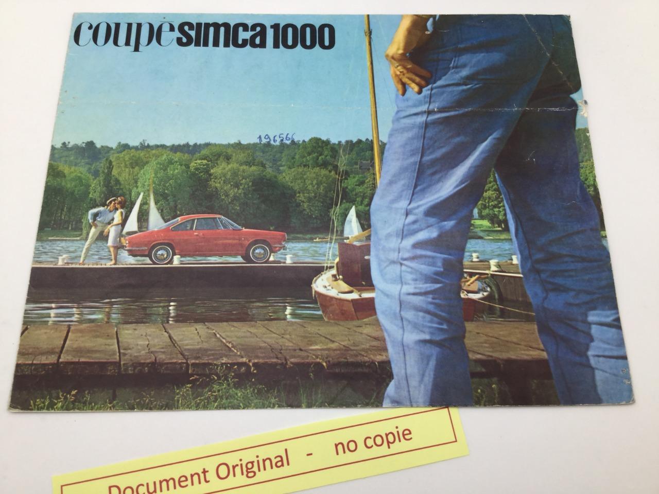 Plaquette publicitaire Simca 1000 Coupé 1965 LesAnciennes.com